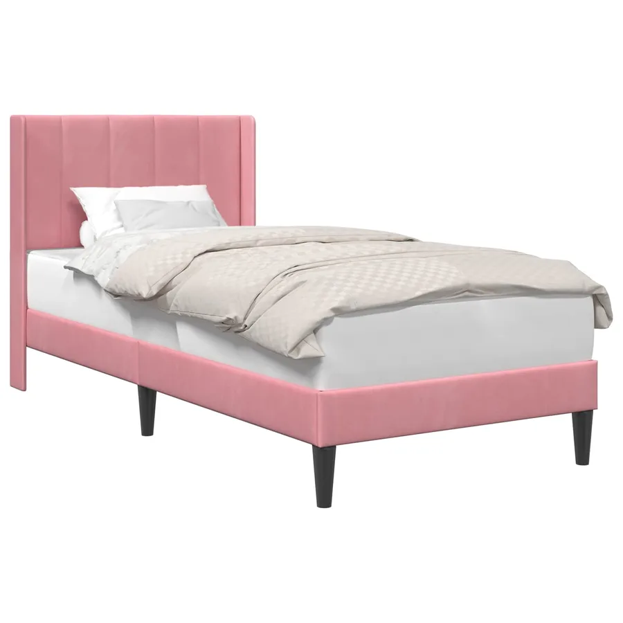 Cadre de lit avec tête de lit Rose 90 x 200 cm Velours - 2