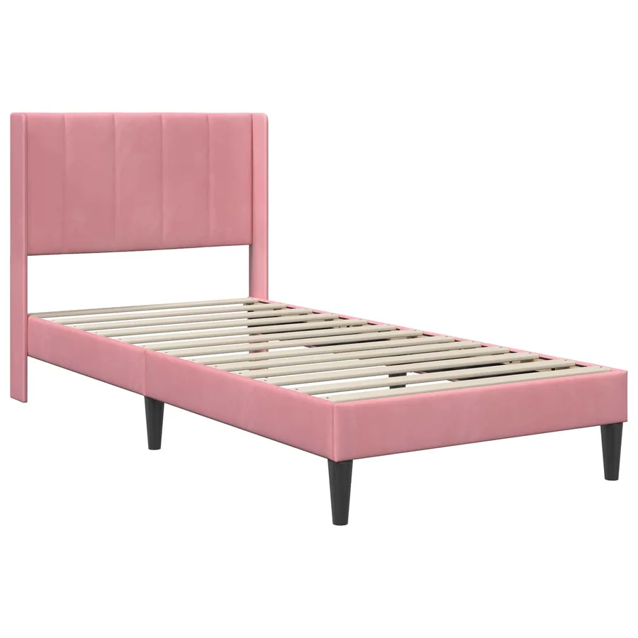 Cadre de lit avec tête de lit Rose 90 x 200 cm Velours - 3