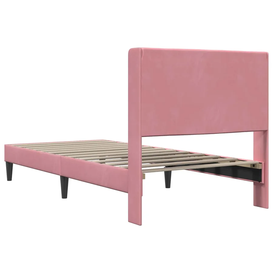 Cadre de lit avec tête de lit Rose 90 x 200 cm Velours - 6