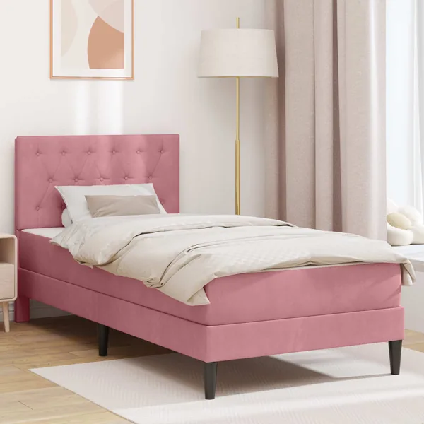 Cadre de lit avec matelas Rose 100 x 200 cm Velours