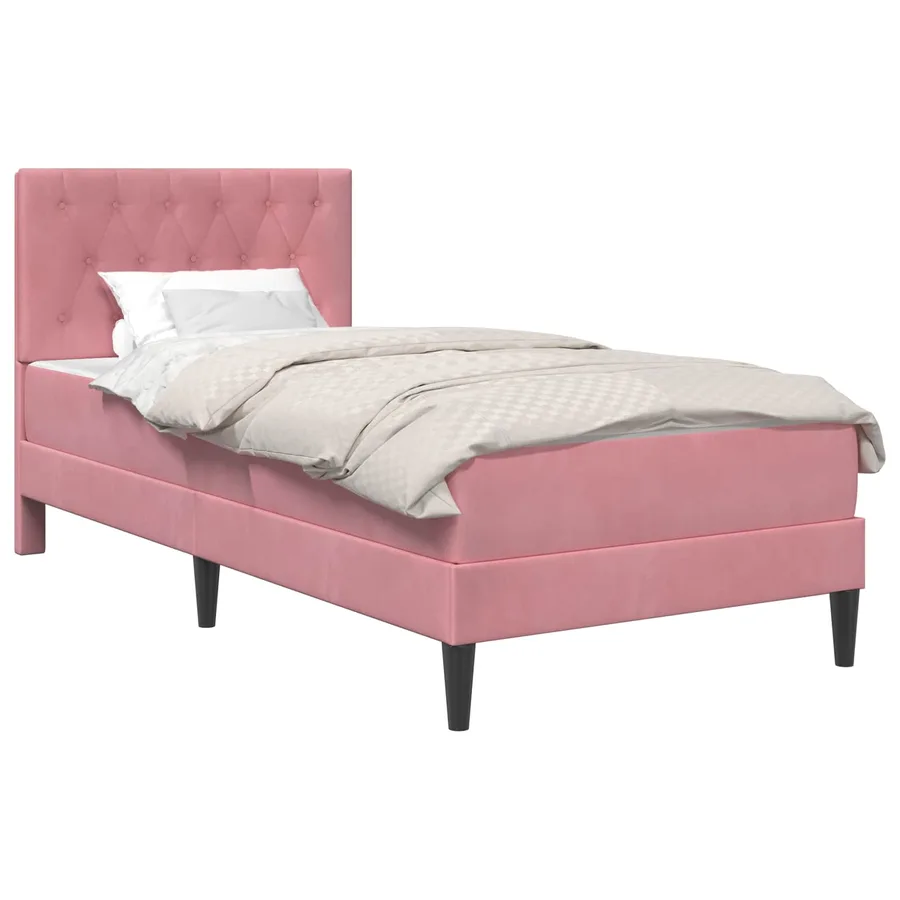 Cadre de lit avec matelas Rose 100 x 200 cm Velours - 2