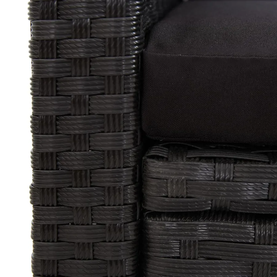 Salon de jardin 6 pcs avec coussins Résine tressée Noir - 13