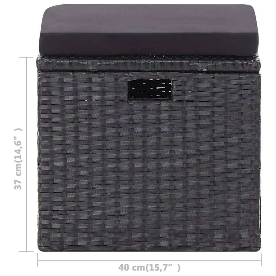Salon de jardin 6 pcs avec coussins Résine tressée Noir - 19