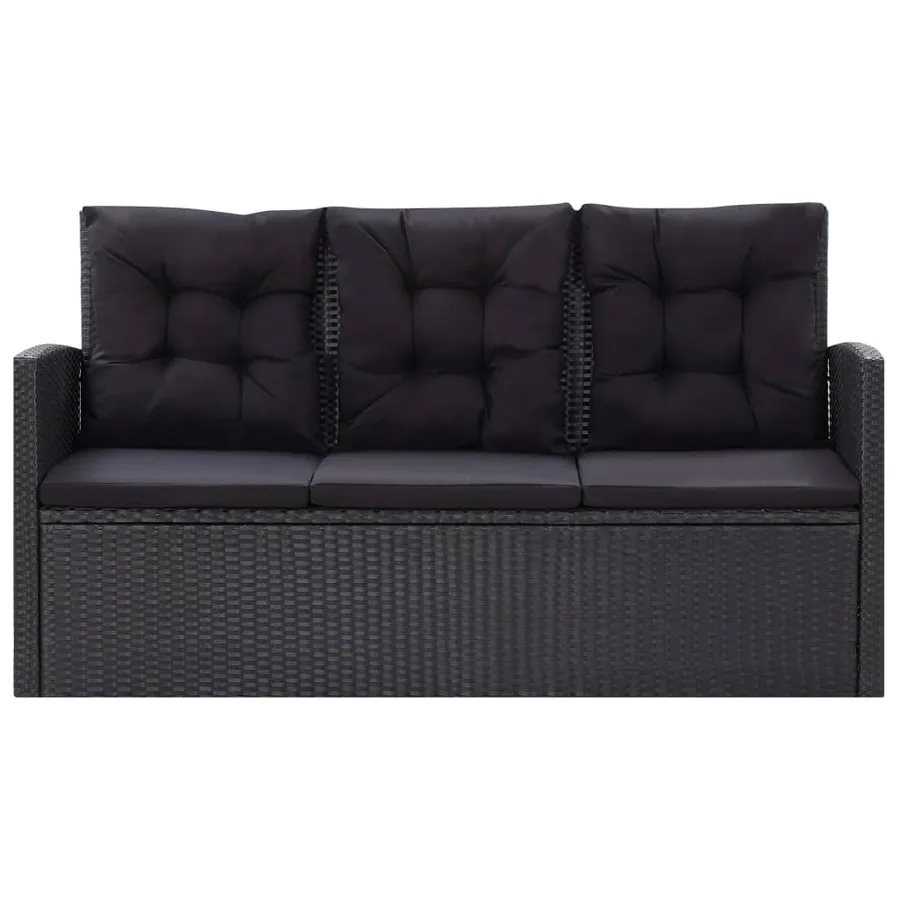 Salon de jardin 6 pcs avec coussins Résine tressée Noir - 3