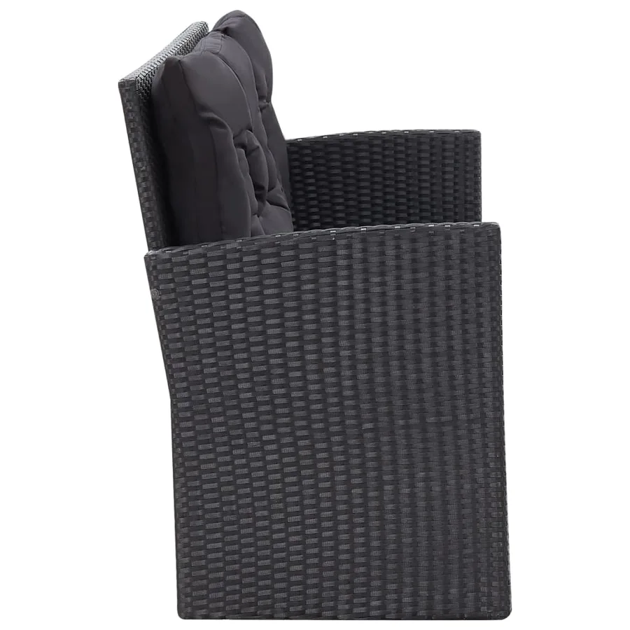 Salon de jardin 6 pcs avec coussins Résine tressée Noir - 4