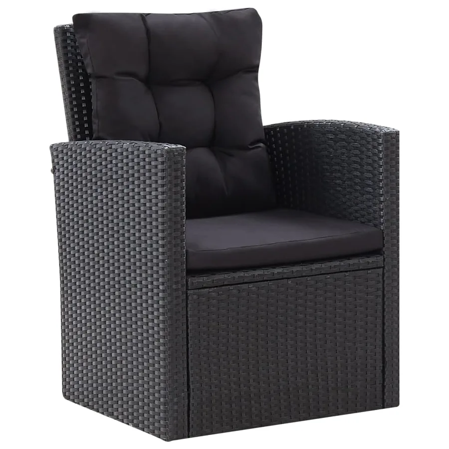 Salon de jardin 6 pcs avec coussins Résine tressée Noir - 6