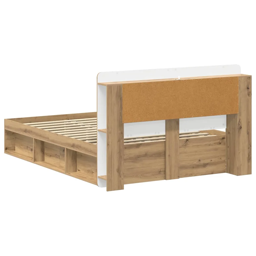 Cadre de lit avec rangement Chêne artisanal 135 x 190 cm - 5
