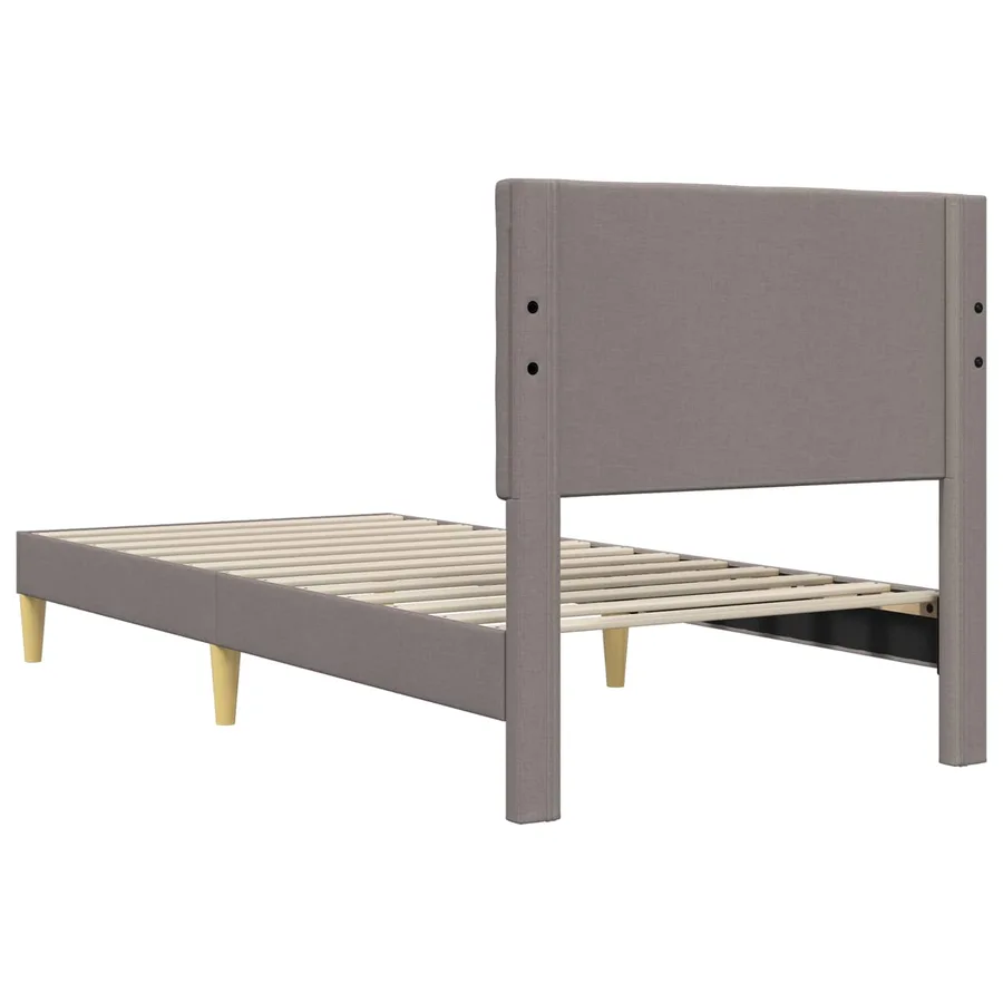Cadre de lit avec tête de lit Taupe 90 x 190 cm Tissu - 6