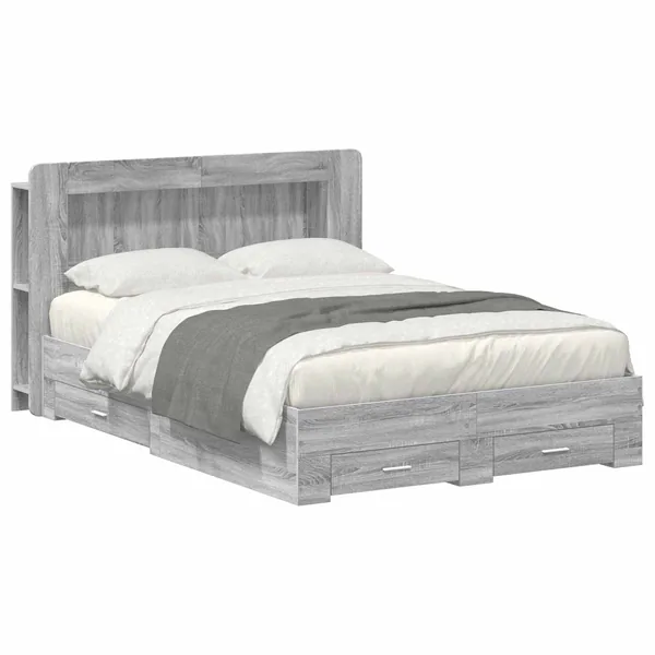 Cadre de lit avec rangement Sonoma gris 140 x 200 cm