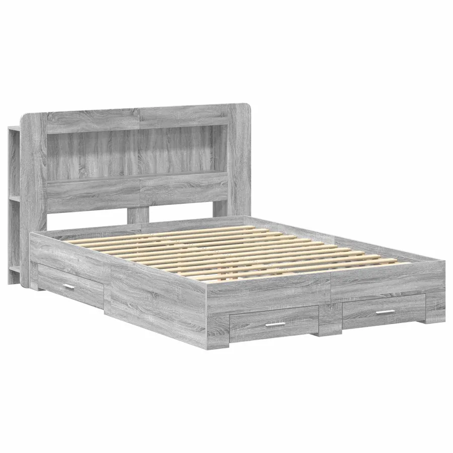Cadre de lit avec rangement Sonoma gris 140 x 200 cm - 2