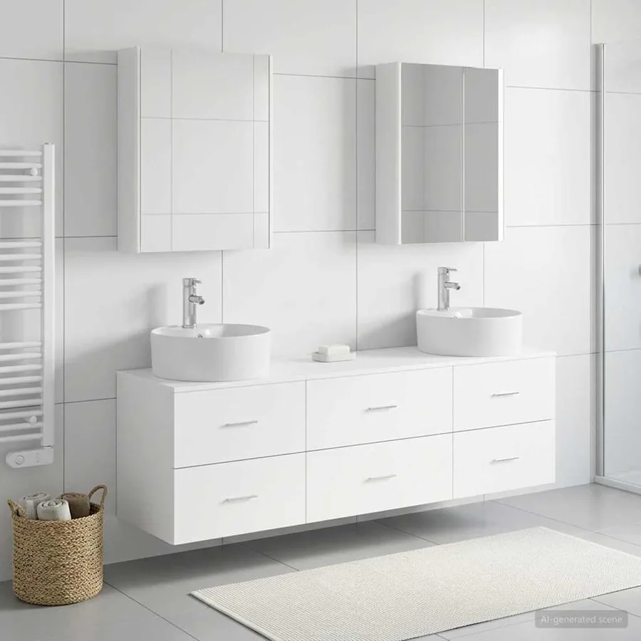 Ensemble de mobilier de salle de bain 5 pcs Blanc