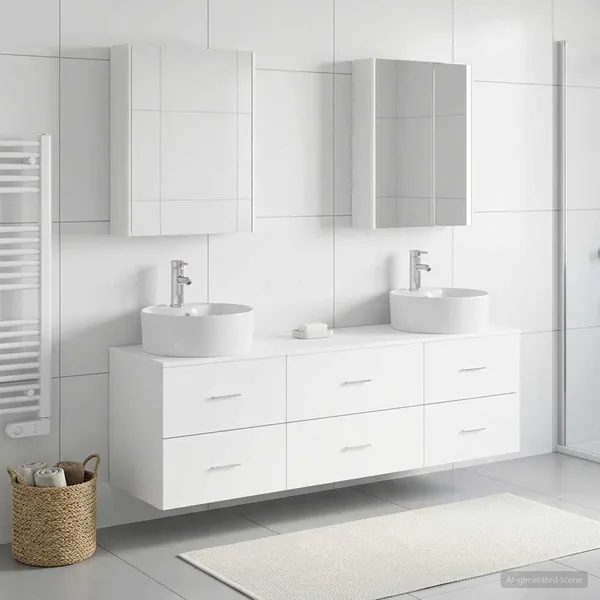 Ensemble de mobilier de salle de bain 5 pcs Blanc