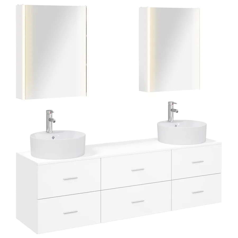 Ensemble de mobilier de salle de bain 5 pcs Blanc - 2