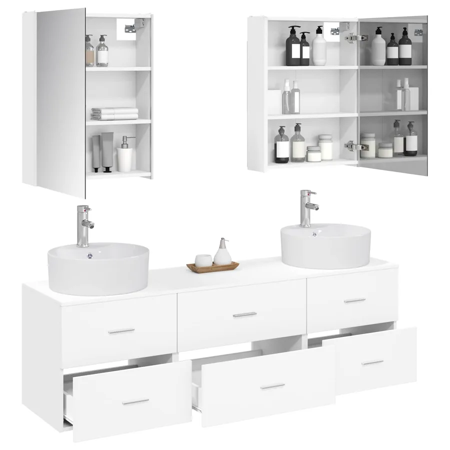 Ensemble de mobilier de salle de bain 5 pcs Blanc - 3