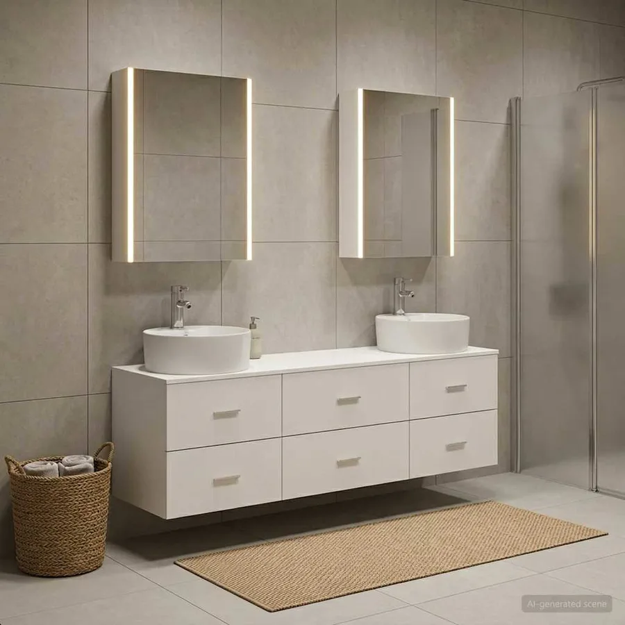 Ensemble de mobilier de salle de bain 5 pcs Blanc - 4