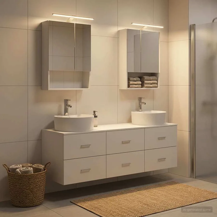 Ensemble de mobilier de salle de bain 5 pcs Blanc
