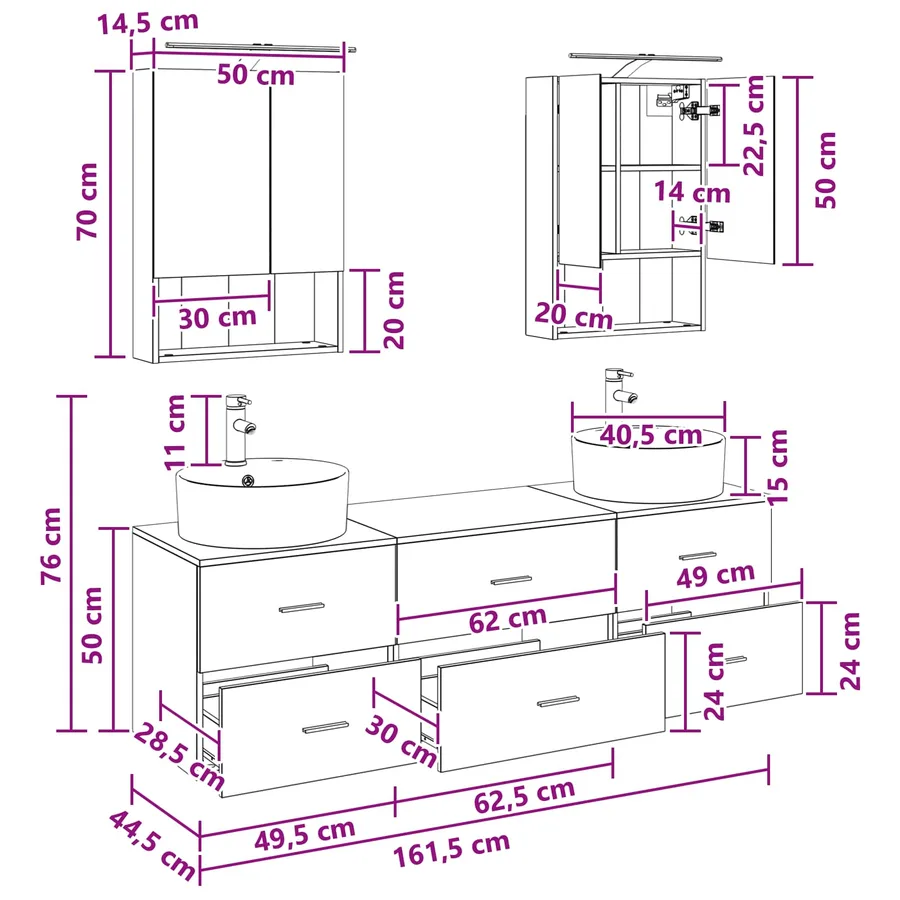Ensemble de mobilier de salle de bain 5 pcs Blanc - 14