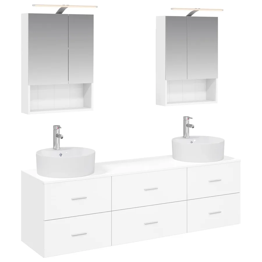 Ensemble de mobilier de salle de bain 5 pcs Blanc - 2