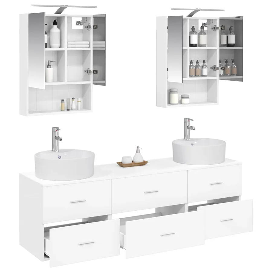 Ensemble de mobilier de salle de bain 5 pcs Blanc - 3