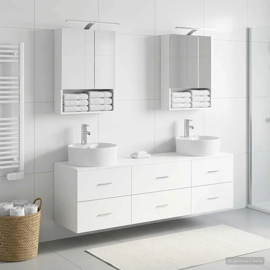 Ensemble de mobilier de salle de bain 5 pcs Blanc - 4