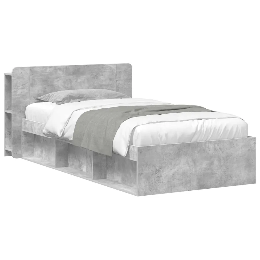 Cadre de lit avec rangement Gris béton 80 x 200 cm