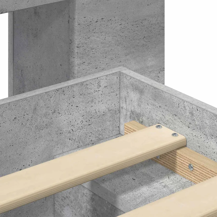 Cadre de lit avec rangement Gris béton 75 x 190 cm - 7