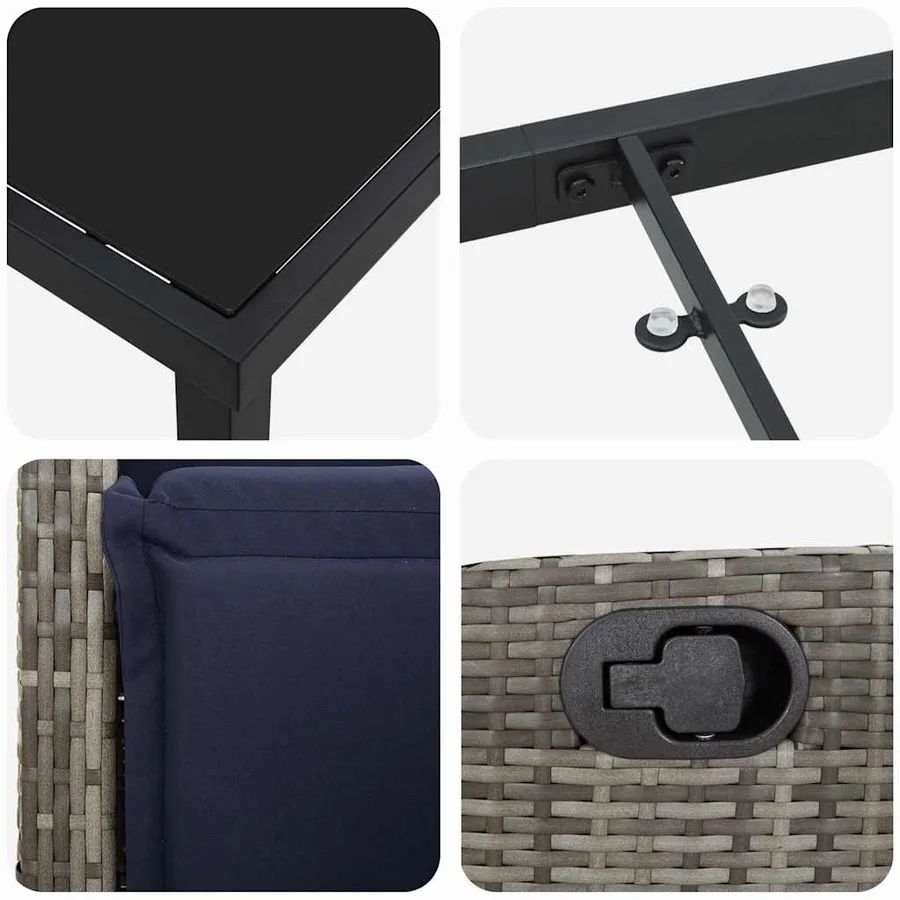 Ensemble de salle à manger pour jardin 9 pcs Gris polyrotin - 9
