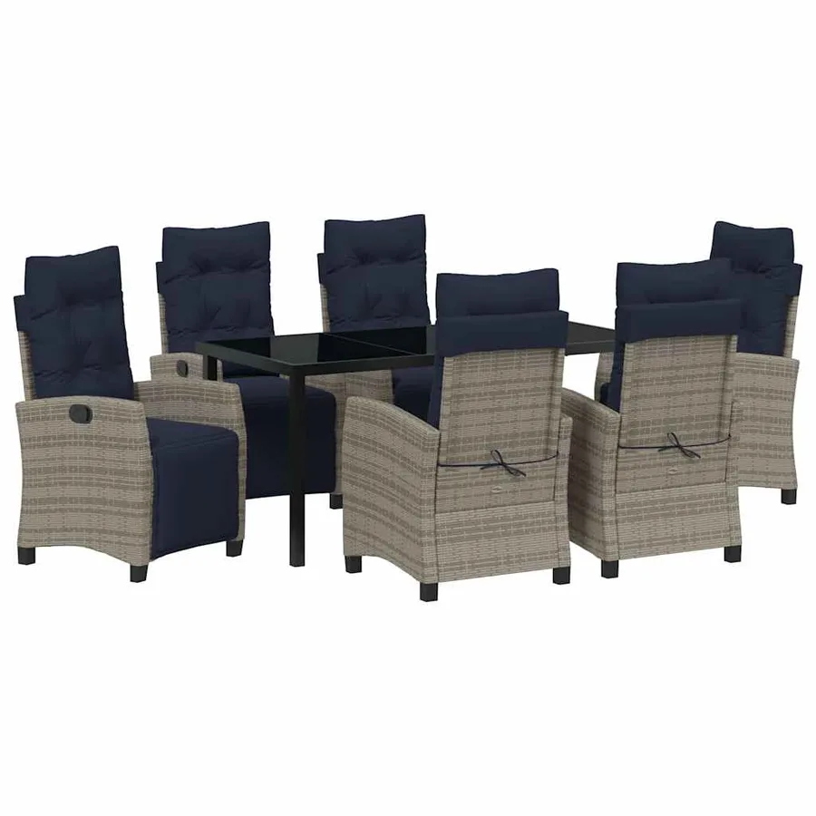 Ensemble de salle à manger pour jardin 7 pcs Gris polyrotin - 2