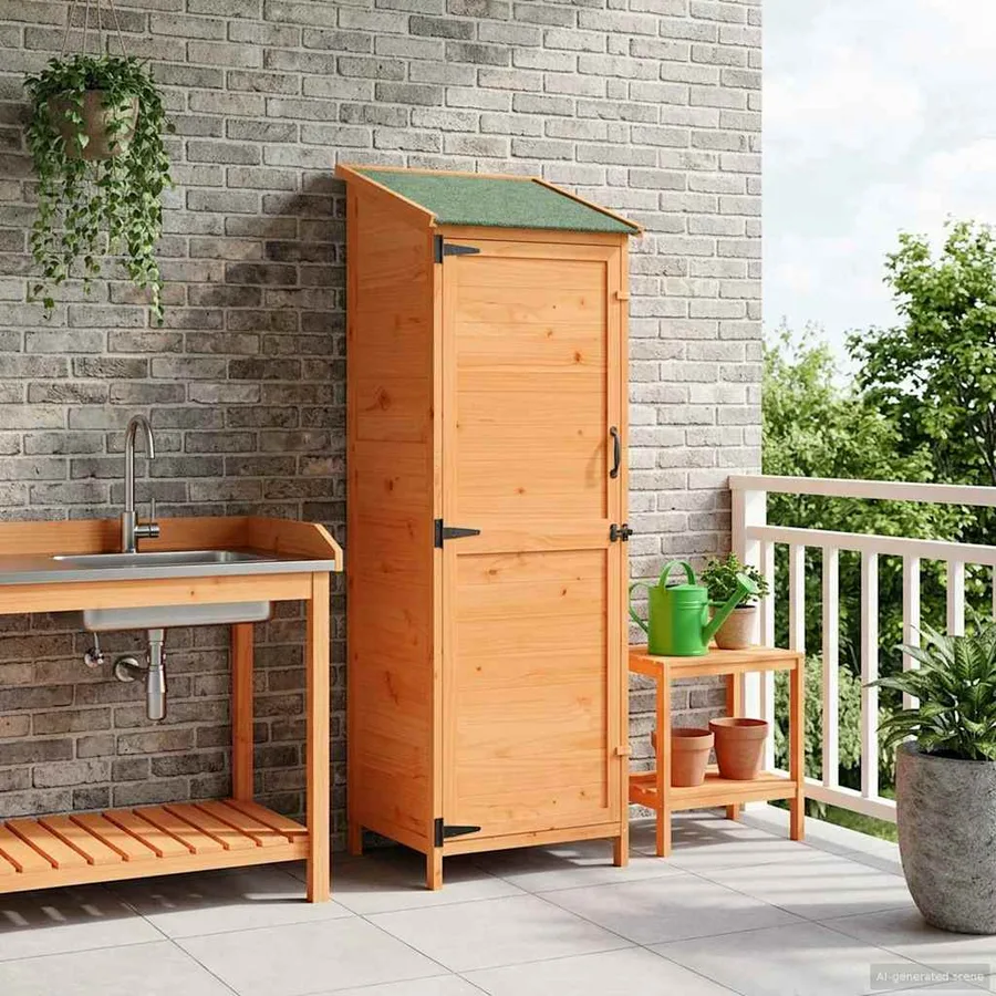 Abri de jardin Marron 59,5 x 56 x 176,5 cm Bois de Sapin Massif - 3