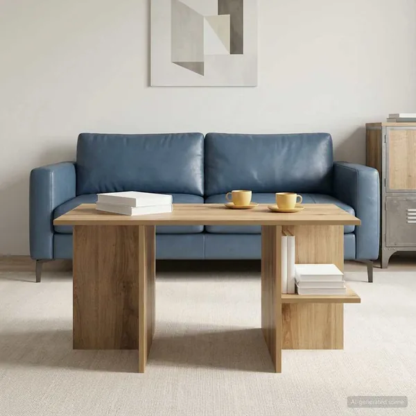 Table basse Chêne artisanal 87 x 50 x 45 cm Bois d’ingénierie