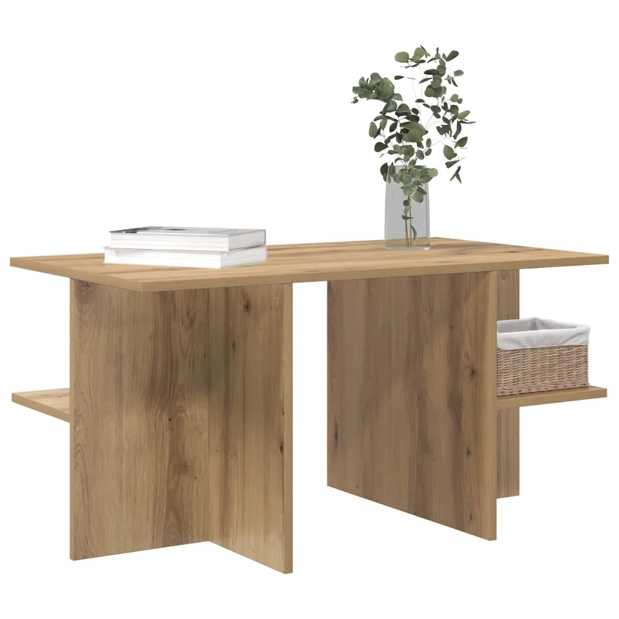 Table basse Chêne artisanal 87 x 50 x 45 cm Bois d’ingénierie - 3