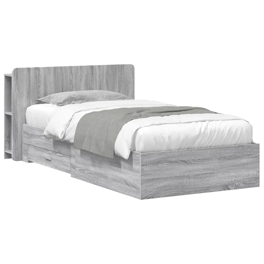 Cadre de lit avec rangement Sonoma gris 75 x 190 cm
