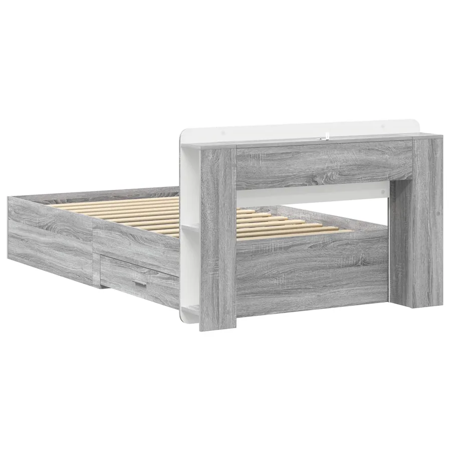 Cadre de lit avec rangement Sonoma gris 75 x 190 cm - 5