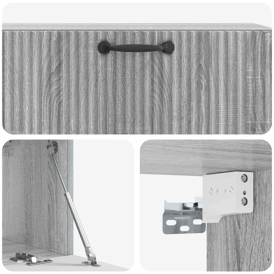 Meuble TV mural Sonoma gris 98 x 31 x 30 cm Bois d'ingénierie - 9