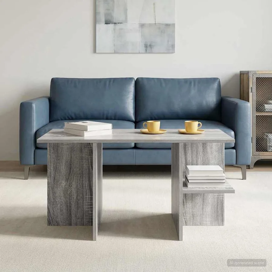 Table basse Sonoma gris 87 x 50 x 45 cm Bois d’ingénierie - 4