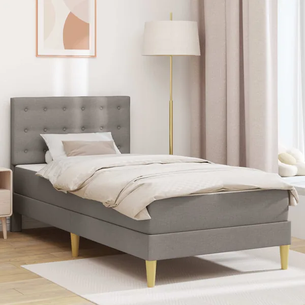 Cadre de lit avec matelas Taupe 90 x 190 cm Tissu