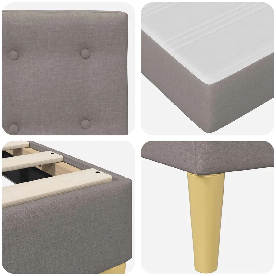 Cadre de lit avec matelas Taupe 90 x 190 cm Tissu - 9