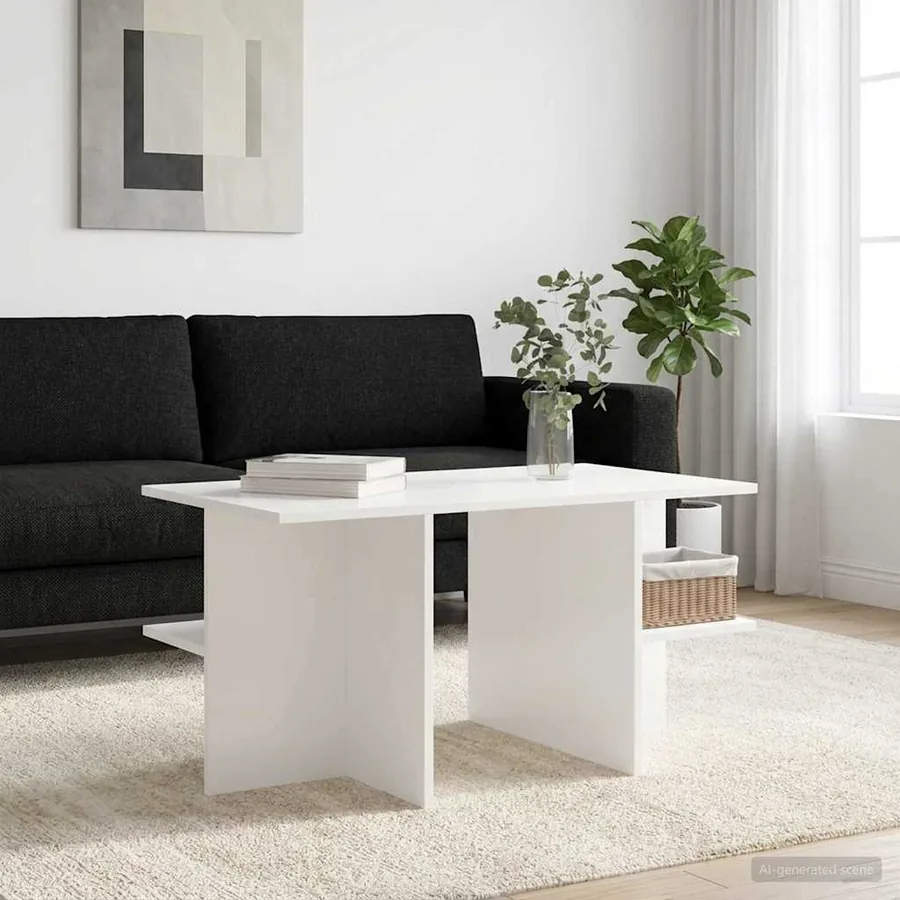 Table basse Blanc 87 x 50 x 45 cm Bois d’ingénierie