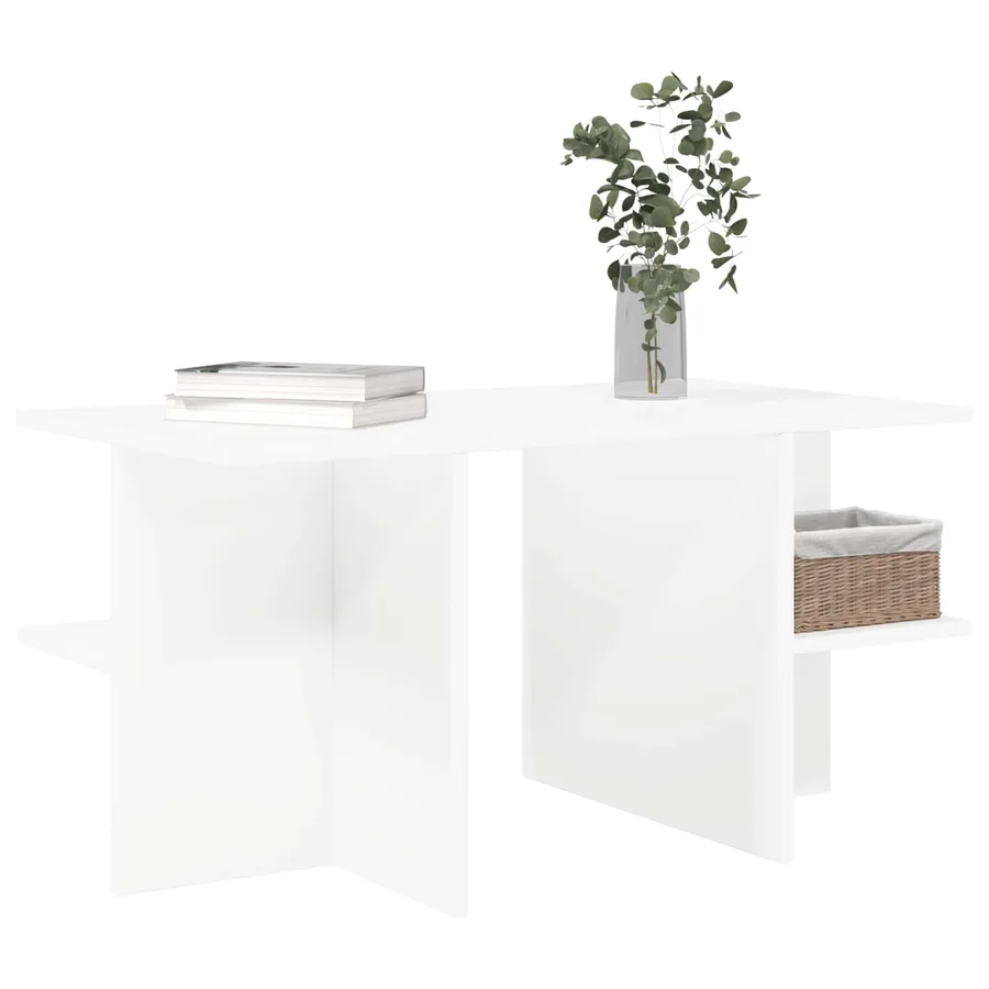 Table basse Blanc 87 x 50 x 45 cm Bois d’ingénierie - 3