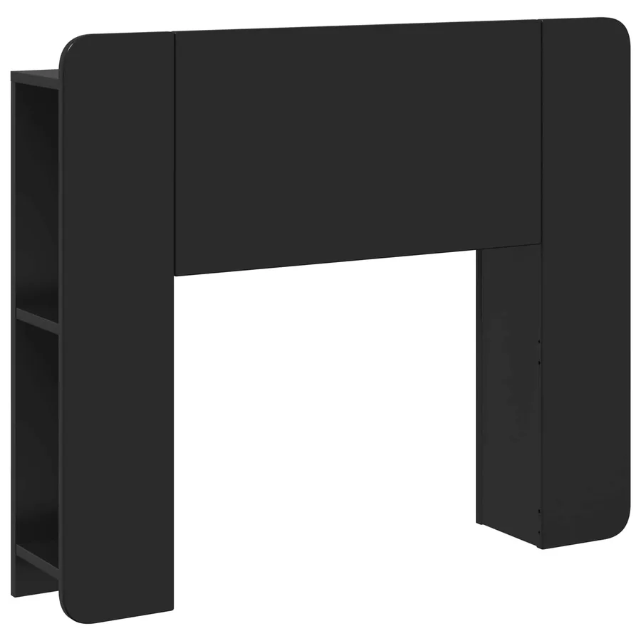 Cabinet de Tête de Lit avec stockage Noir Bois d'ingénierie - 2