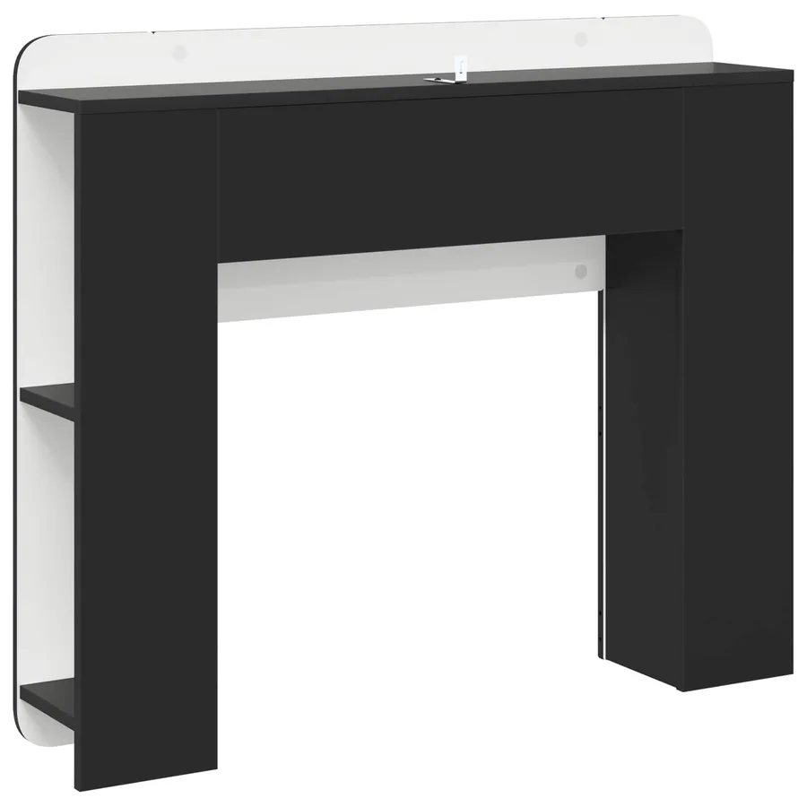 Cabinet de Tête de Lit avec stockage Noir Bois d'ingénierie - 7