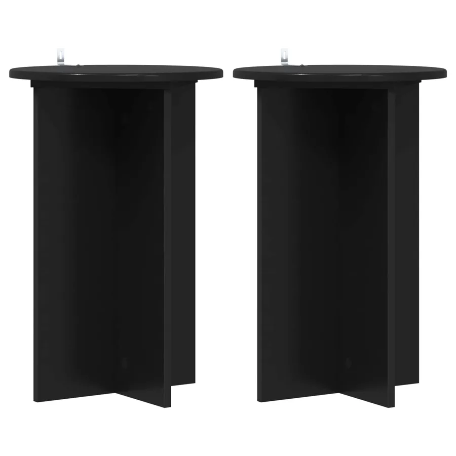 Support de Plante 2 pcs Noir Ø40 x 60 cm Bois d'ingénierie - 2