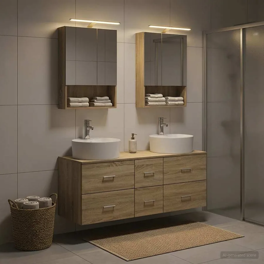 Ensemble de mobilier de salle de bain 5 pcs Chêne Sonoma