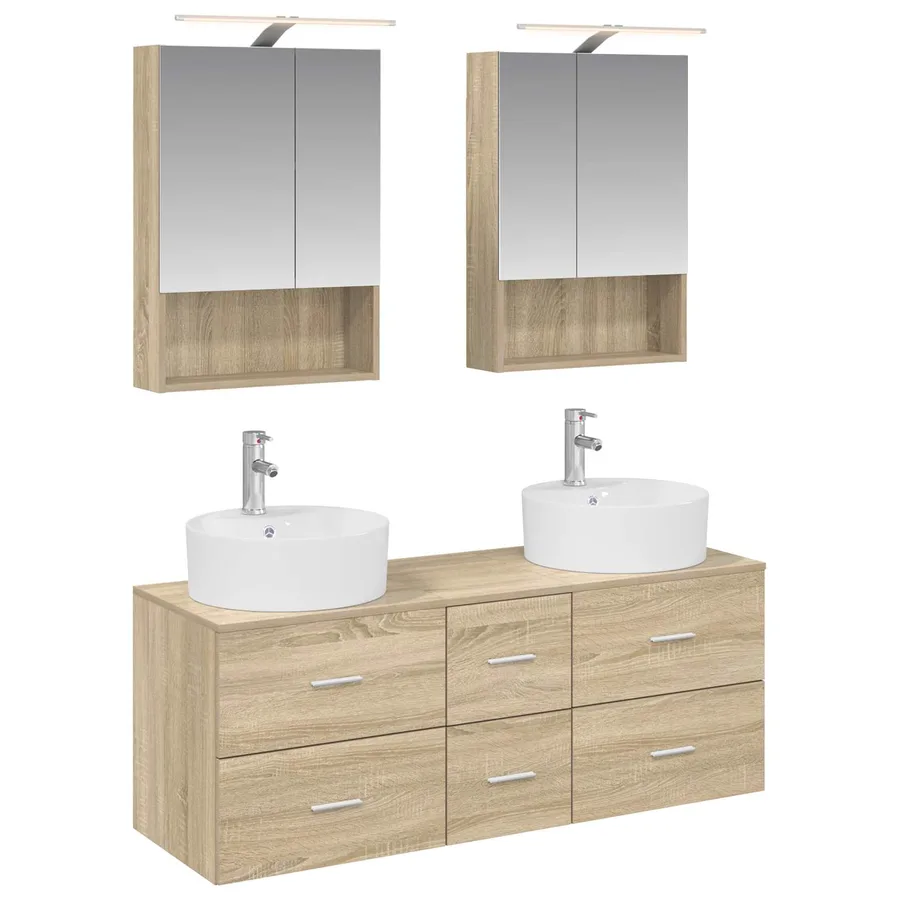 Ensemble de mobilier de salle de bain 5 pcs Chêne Sonoma - 2