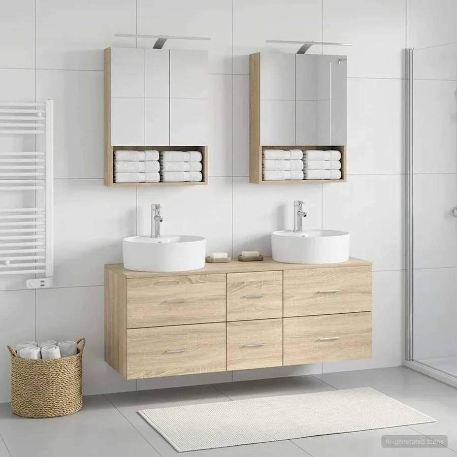 Ensemble de mobilier de salle de bain 5 pcs Chêne Sonoma - 4