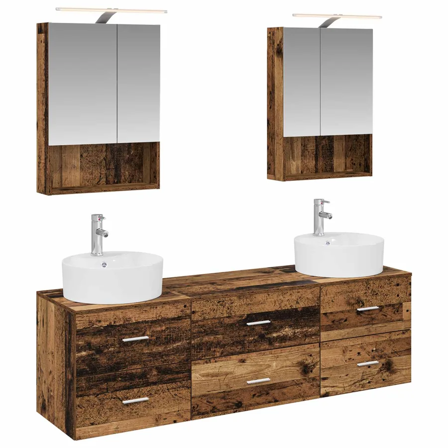 Ensemble de mobilier de salle de bain 5 pcs Bois ancien - 2