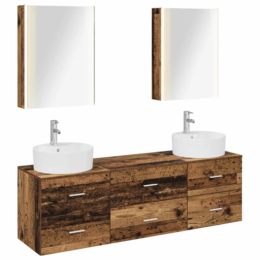Ensemble de mobilier de salle de bain 5 pcs Bois ancien - 2