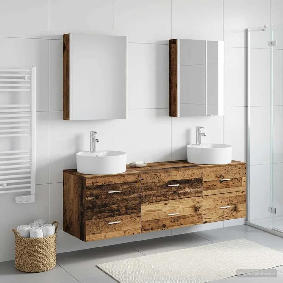 Ensemble de mobilier de salle de bain 5 pcs Bois ancien - 4