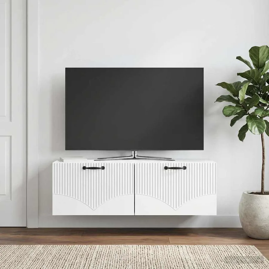 Meuble TV mural Blanc 98 x 31 x 30 cm Bois d'ingénierie