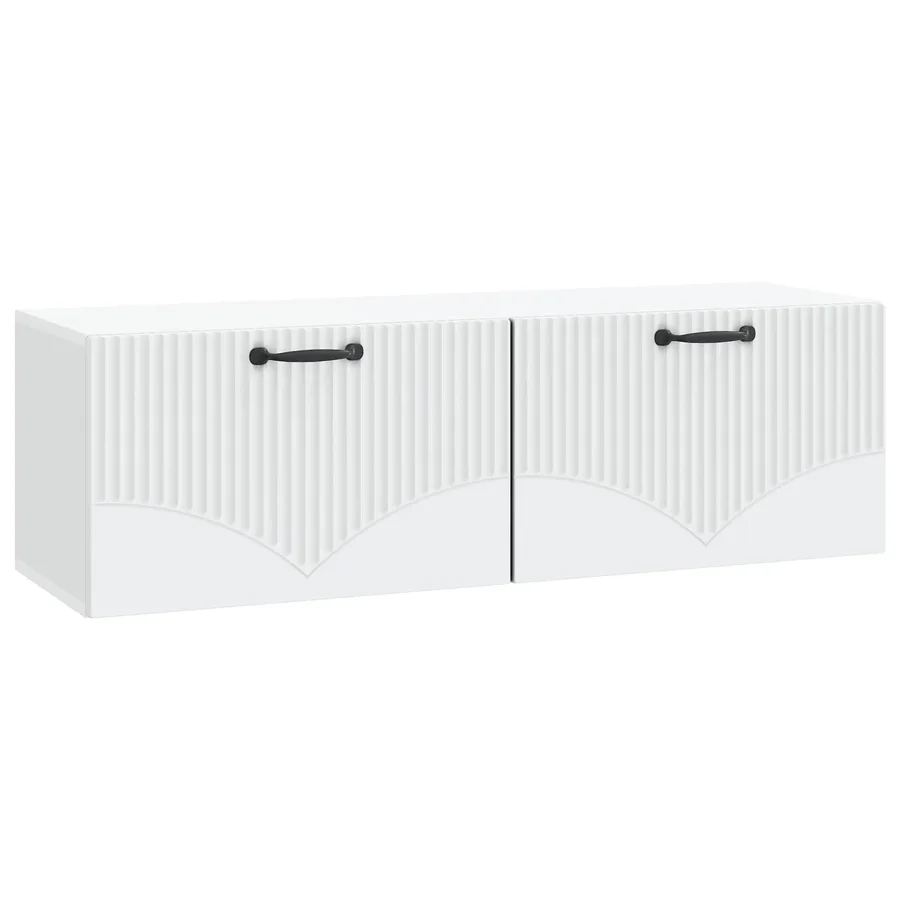 Meuble TV mural Blanc 98 x 31 x 30 cm Bois d'ingénierie - 2